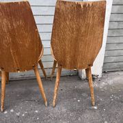 (Lot) 5 vintage wooden chairs attributed to Baumann (to be restored)