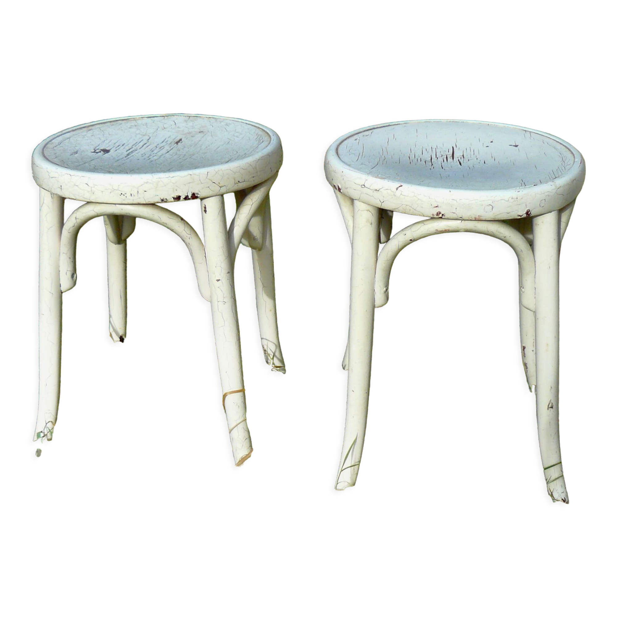 Paire de tabourets bistrots fischel bois courbé