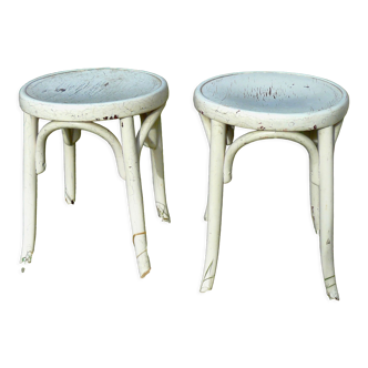 Pair of fischel curved wood bistro stools