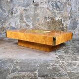 Table basse en loupe d'orme Alveo par Willy Rizzo pour Mario Sabot, 1972