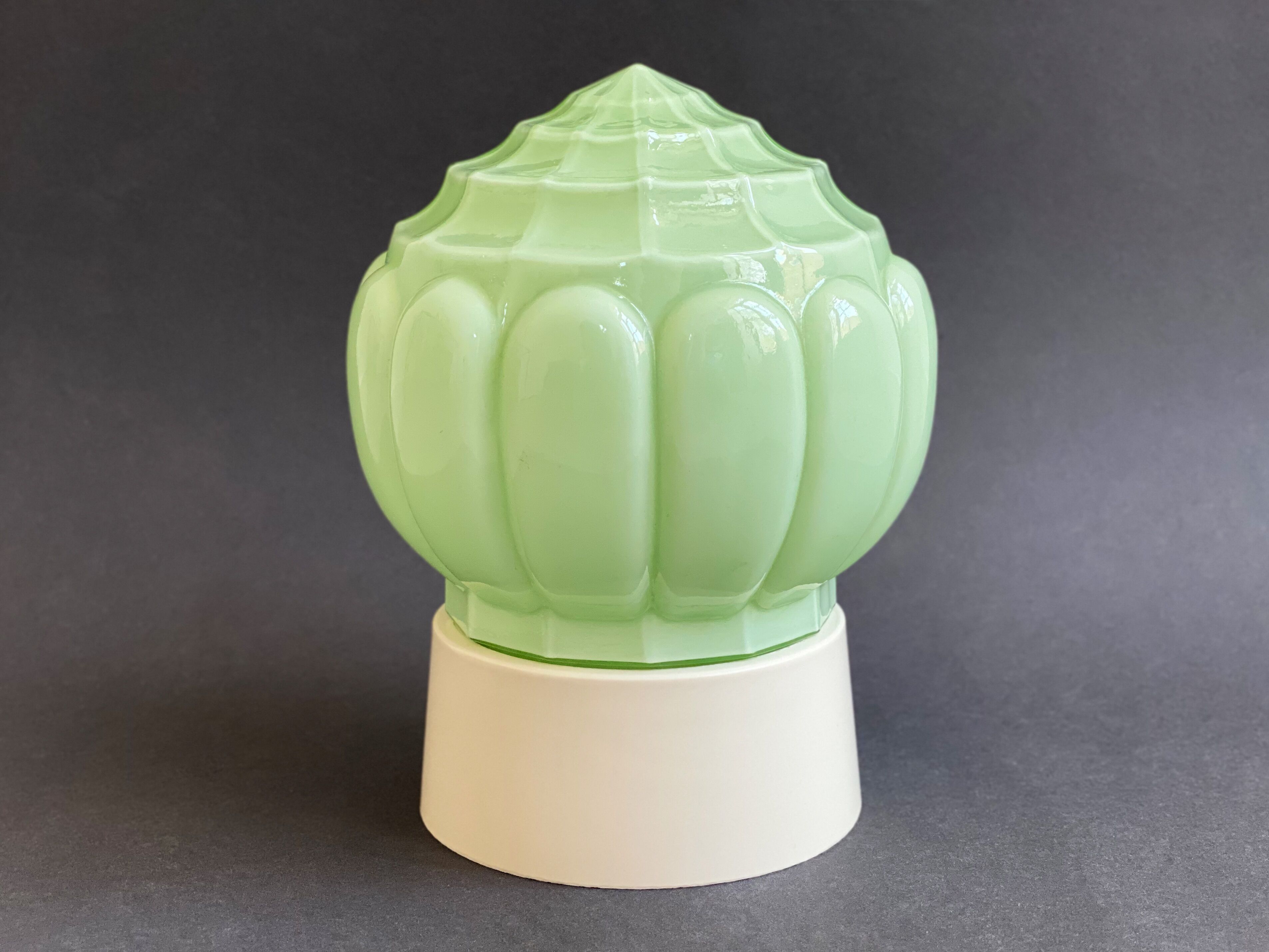 Art Deco pastel green Thabur ceiling lamp, glass globe light