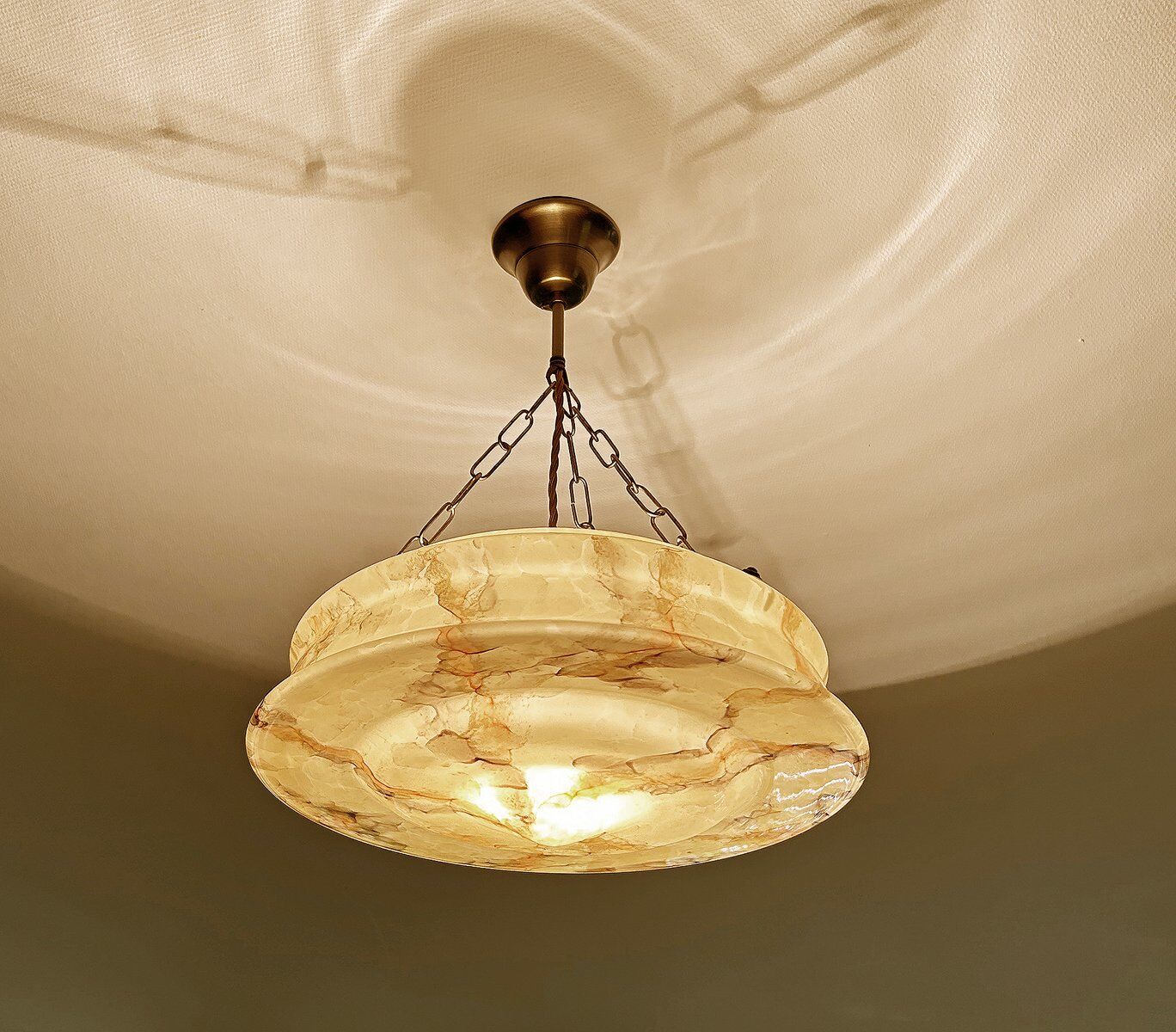 Art Deco pendant light in amber marble glass