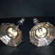 Pair of antique octagonal candlesticks in silvered bronze, Regency style.