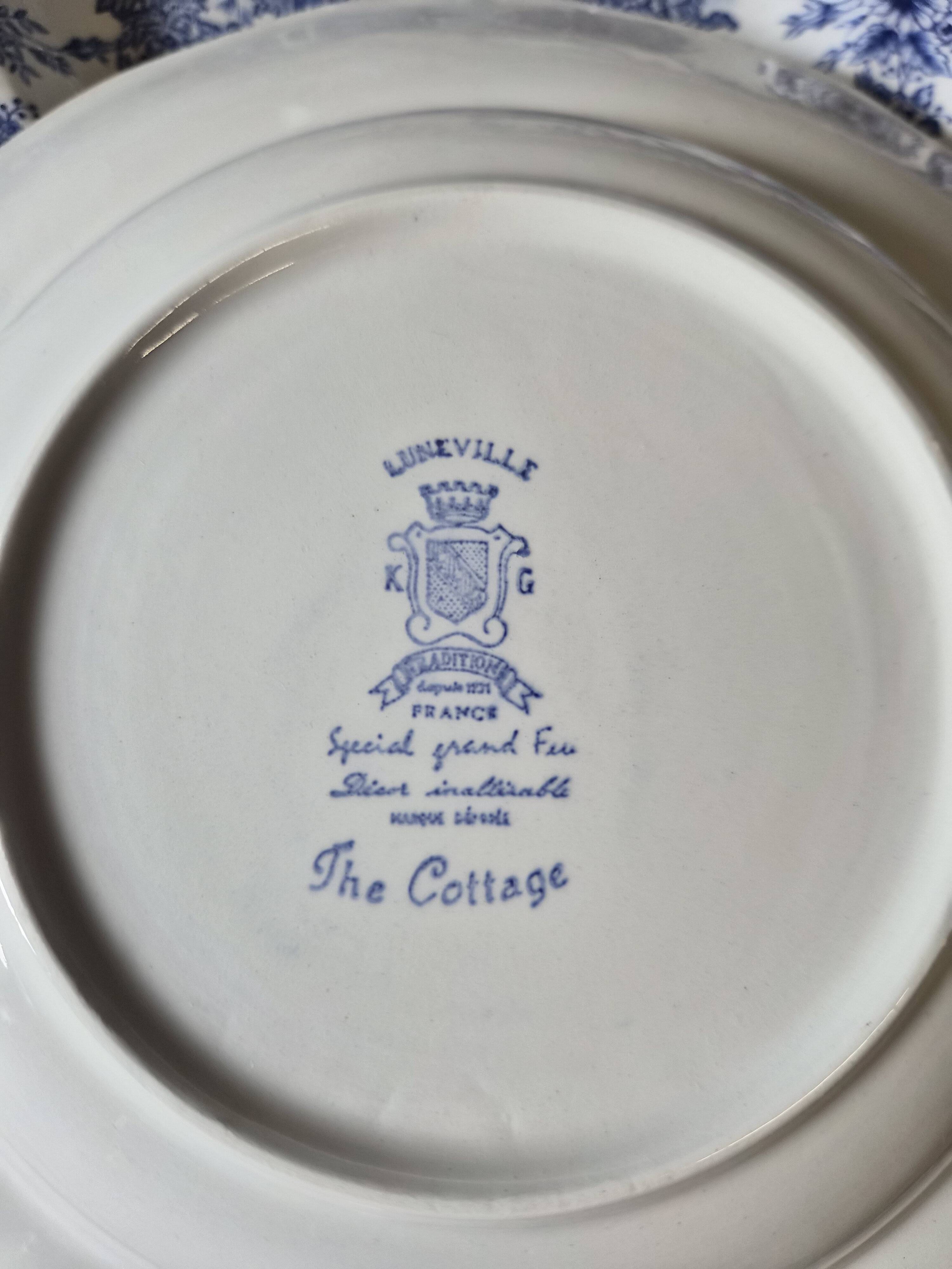 Complete table service The Cottage Lunéville 41 pieces blue decoration