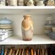 Vase W. Germany en céramique émaillée beige