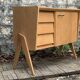 Vintage sideboard with tapered legs, light oak, 1960s.