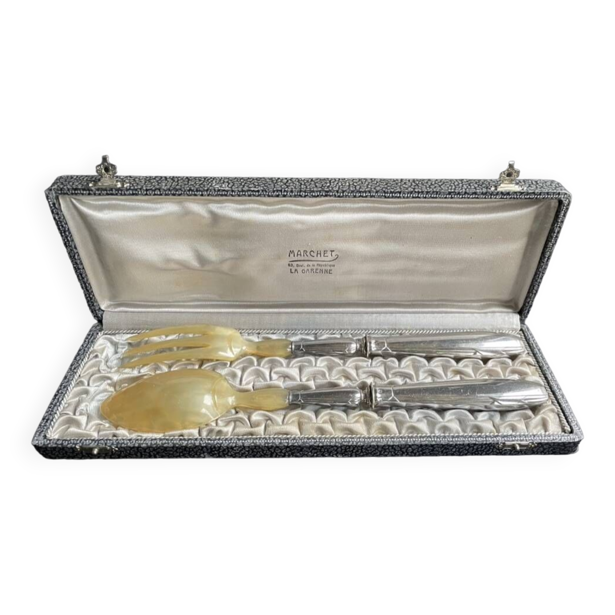 Salad serving cutlery in a box – Art Deco