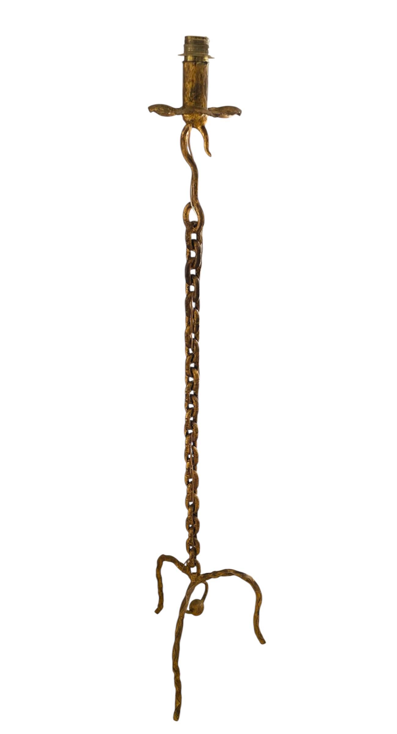 Brutalist floor lamp with chain links