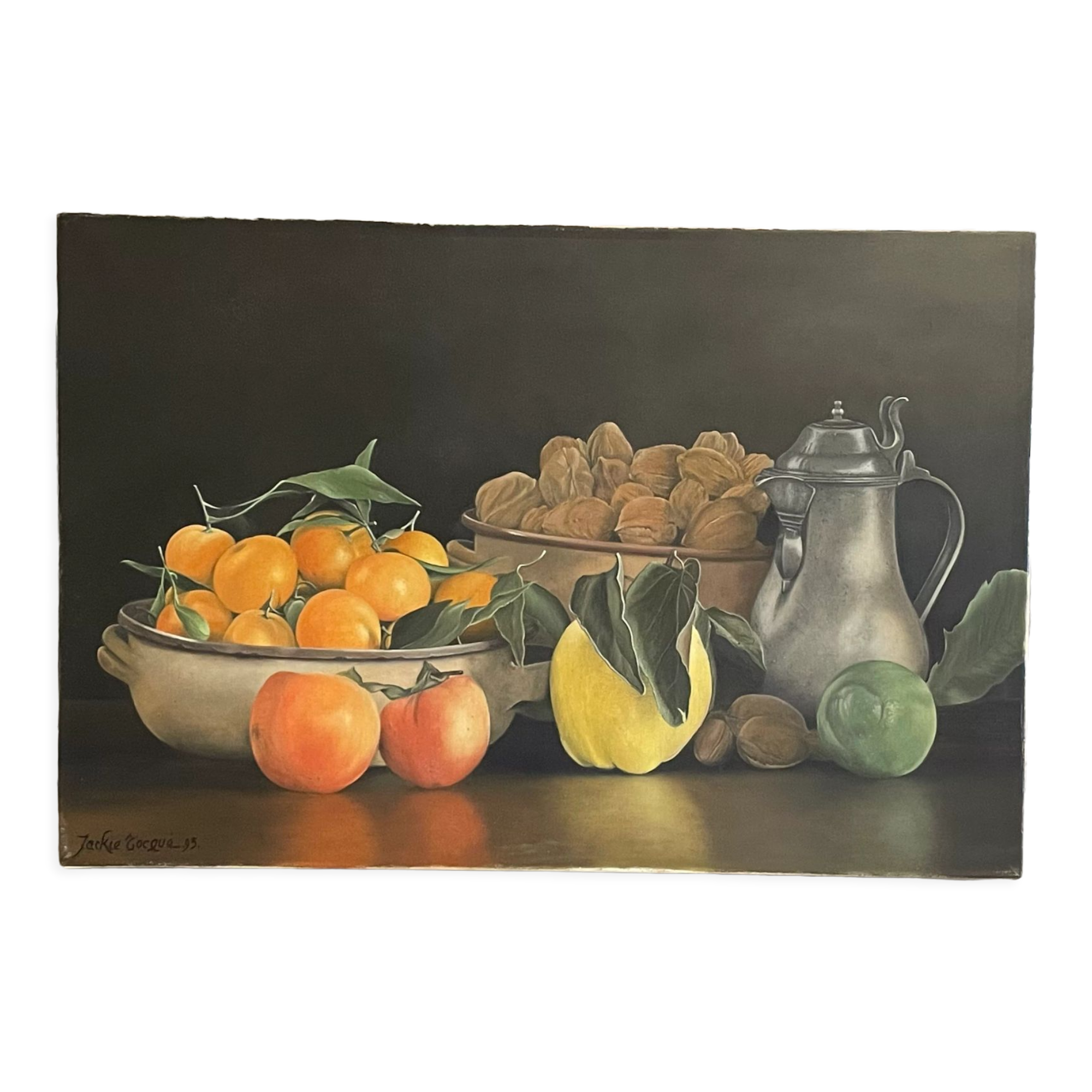 Oil on canvas, still life with fruit