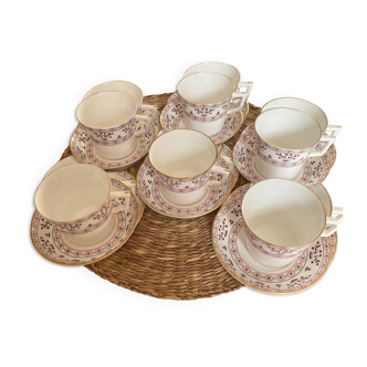 6 English porcelain tea cups