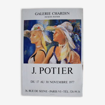 Affiche origninale J. Potier 1977 galerie d'art Chardin à Paris