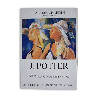 Affiche origninale J. Potier 1977 galerie d'art Chardin à Paris