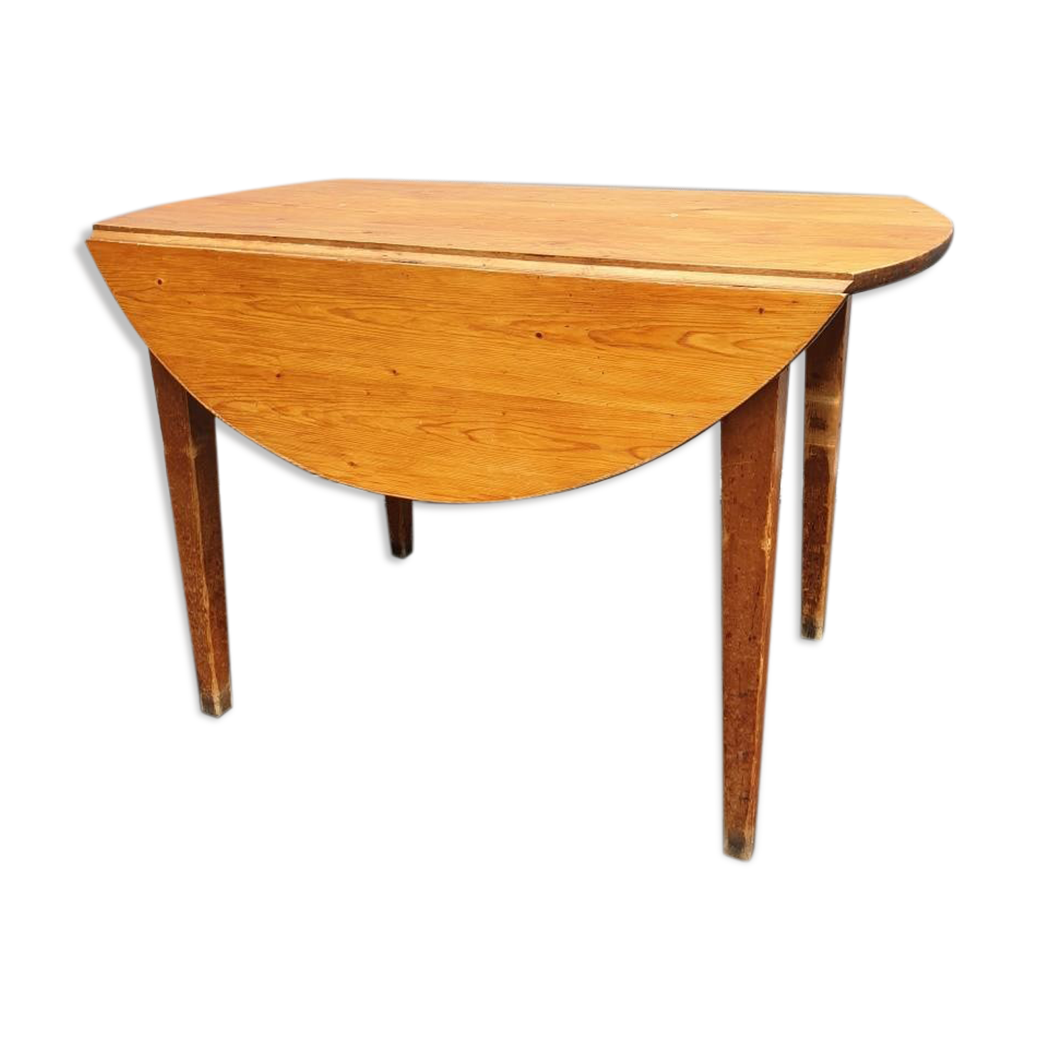 Pitchpin honey table with 2 shutters, vintage bistro pedestal table