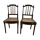 Pair of Napoleon III chairs in mahogany golden brass fillets