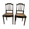 Pair of Napoleon III chairs in mahogany golden brass fillets