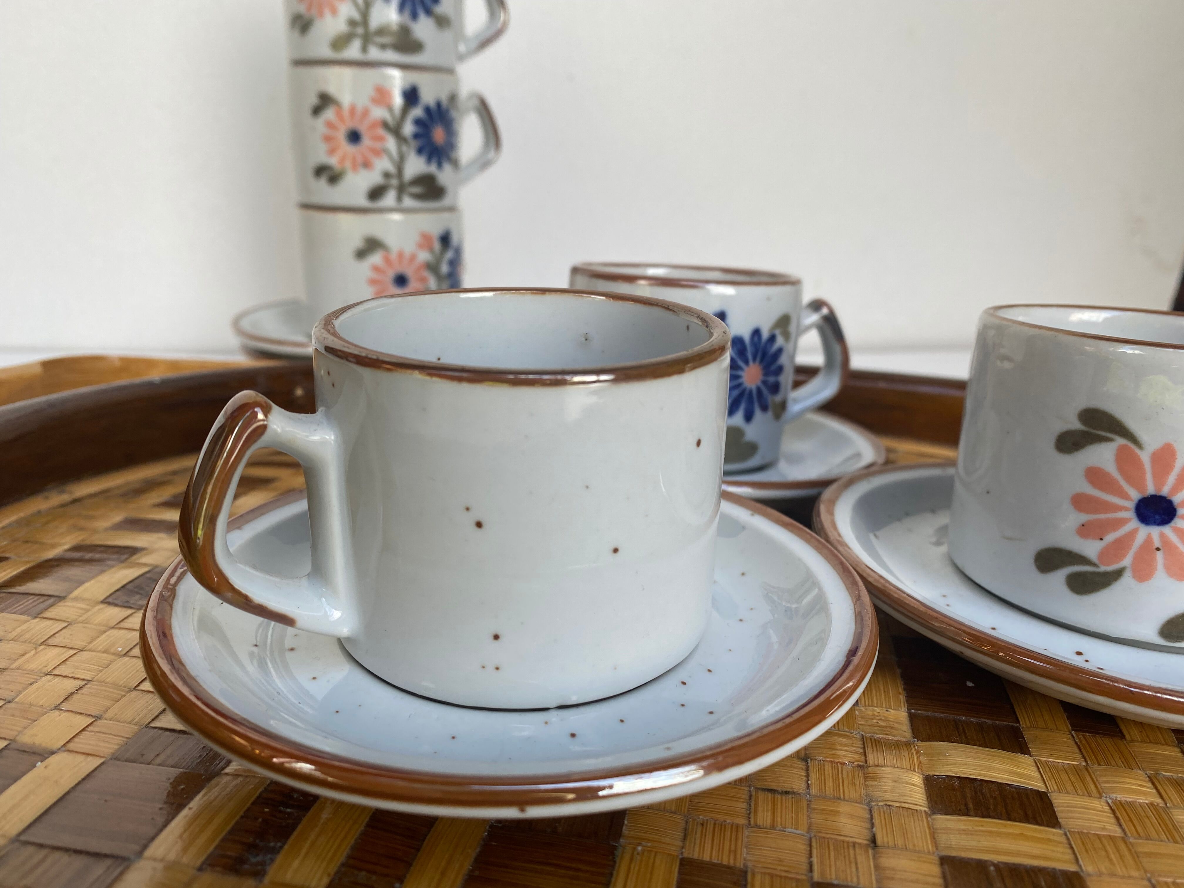 Vintage sandstone coffee cups