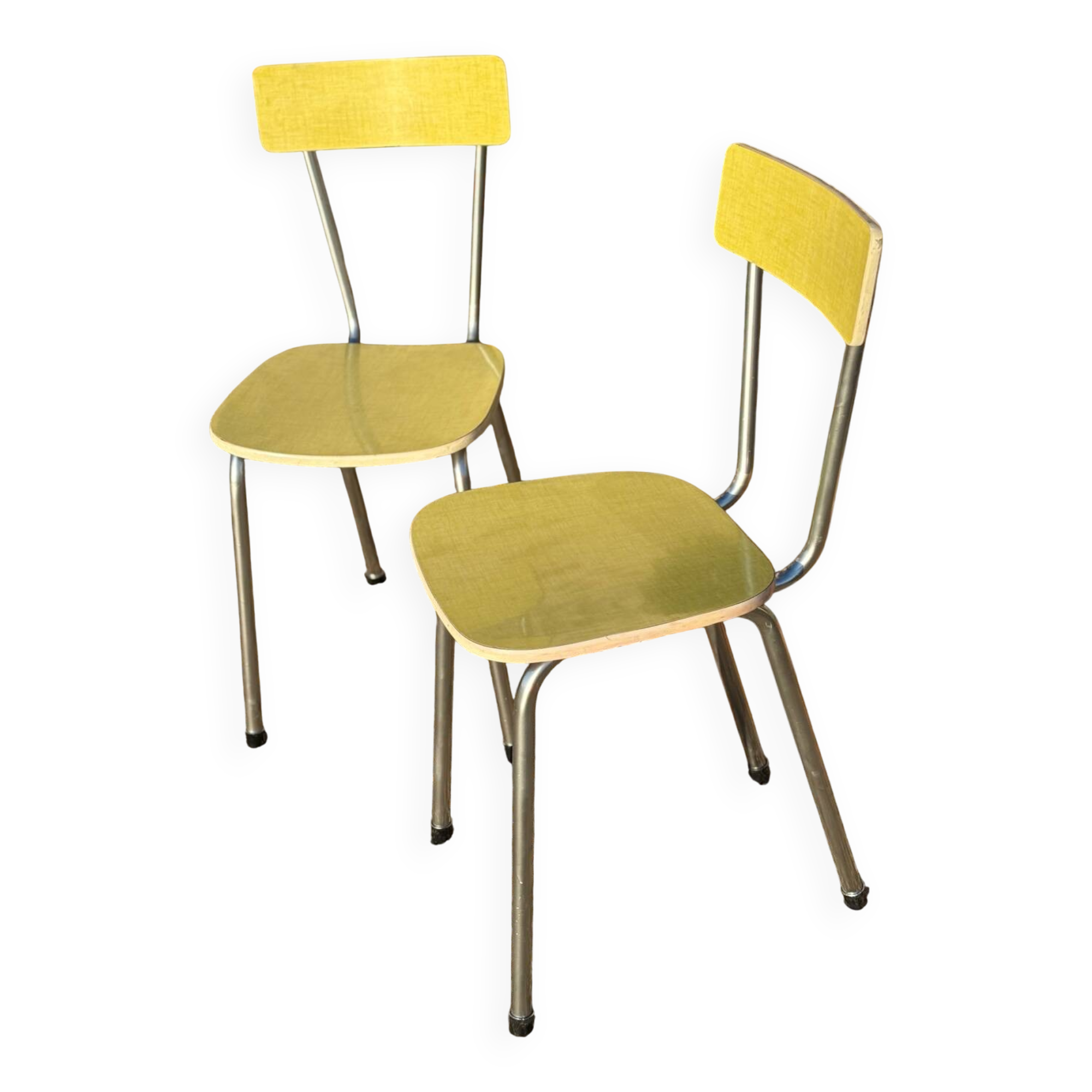 Pair of yellow Formica chairs