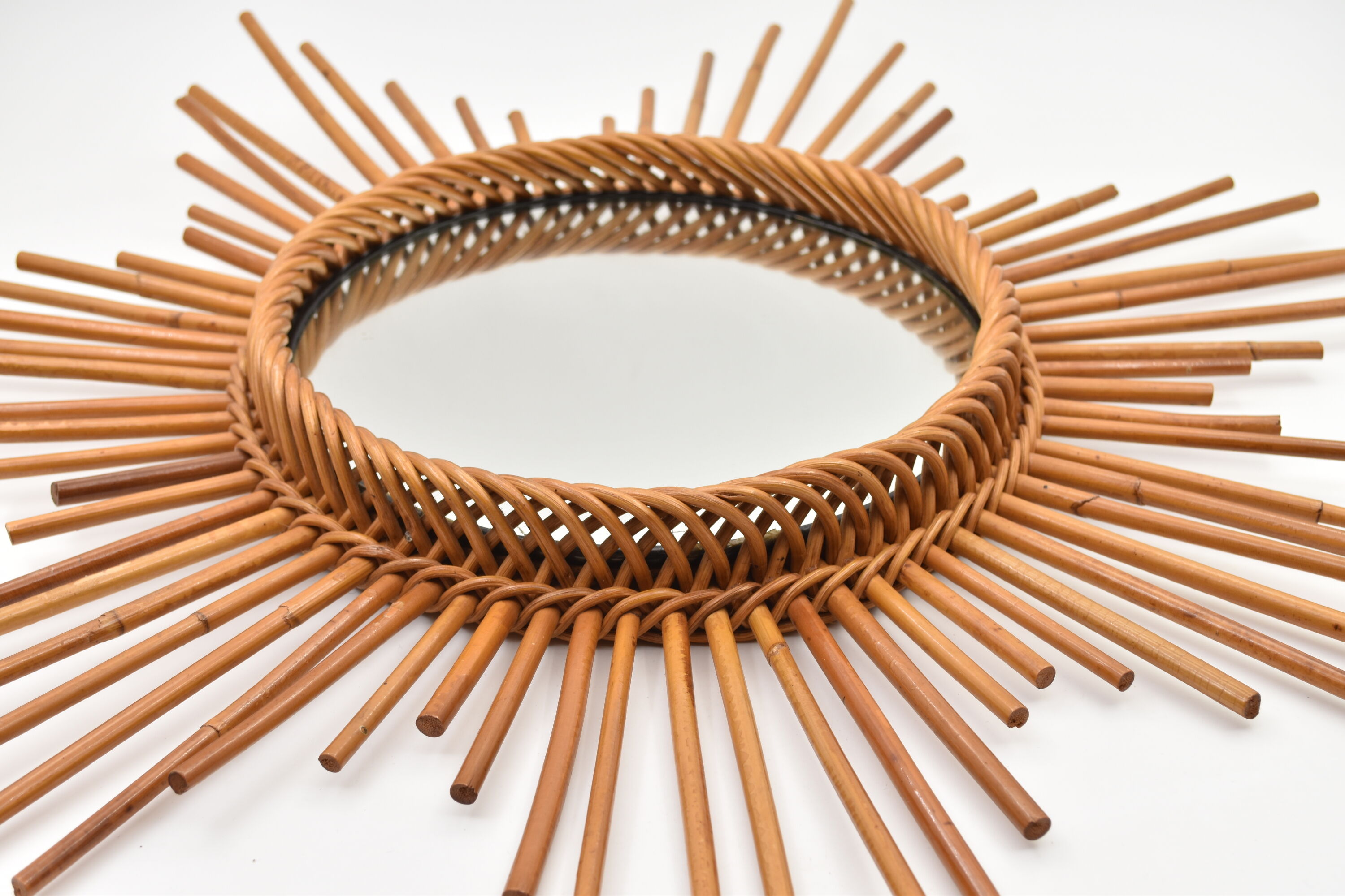 Vintage Sun rattan mirror 68cm