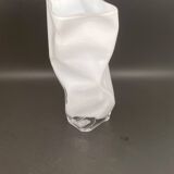White tinted glass vase with crumpled effect
