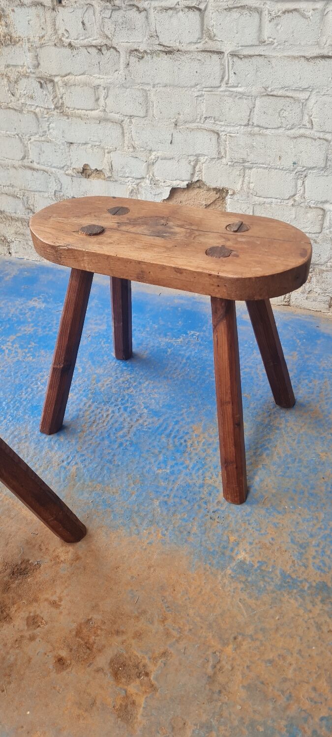 Pair of solid oak stools