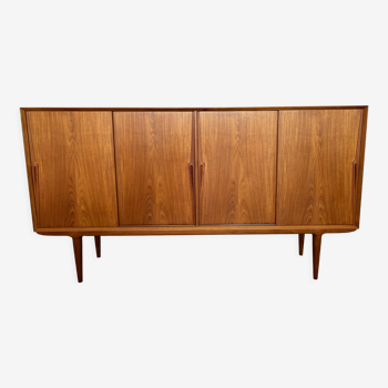 Model 19 High Sideboard in Teak with Sliding Doors by Gunni Omann for Omann Jun, 1960s