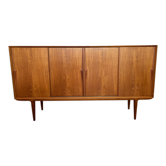 Model 19 High Sideboard in Teak with Sliding Doors by Gunni Omann for Omann Jun, 1960s