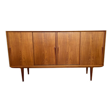 Model 19 High Sideboard in Teak with Sliding Doors by Gunni Omann for Omann Jun, 1960s