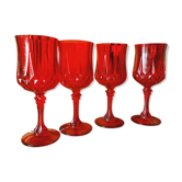 4 verres Longchamp rubis par Cristal d'Arques