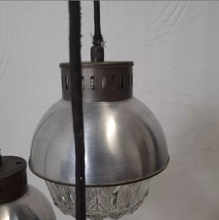 Cascade chandelier - vintage - aluminum and glass