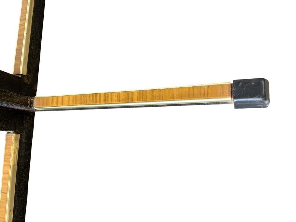 Vintage round side table / side table with black star base