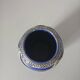 Petit vase marocain bleu cobalt1960 avec filigrane en argent travail a