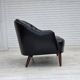 1960s, Scandinavian sofa in black furniture leather.