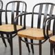 Lot de 4 chaises de salle à manger/bistro au design vintage en bois avec sièges tissés