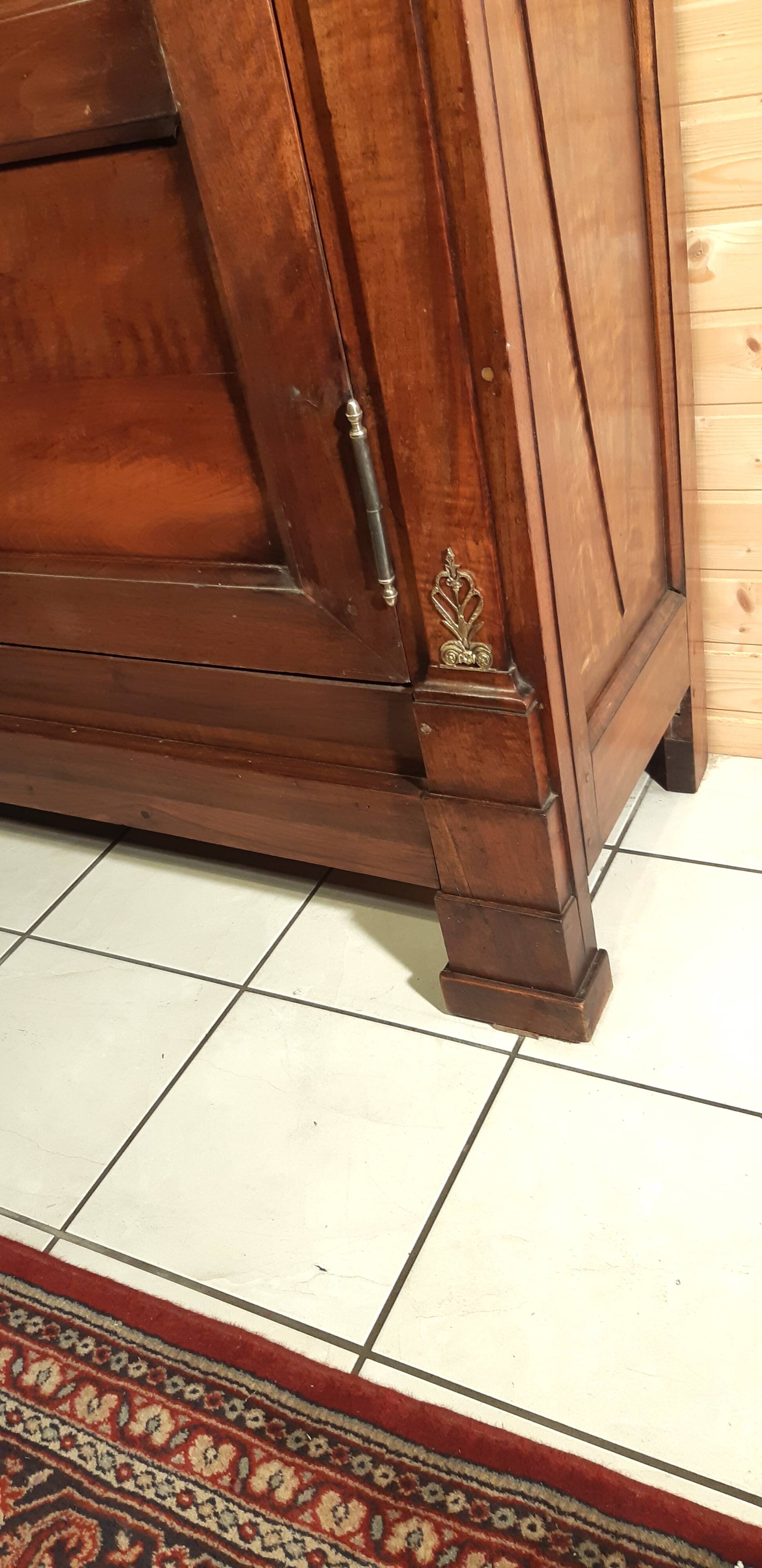 Period empire display bookcase in solid walnut