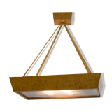 Mid-Century Wood and Glass Chandelier by Krasna Jizba, 1950s