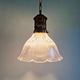 Large Holophane pendant light in clear ribbed glass, 1920-30.
