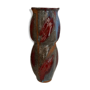 Vase en grés vers 1950 - polychrome