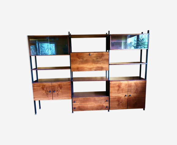 Bibliothèque modulaire rénovée Drzewotechnika, rétro, vintage, Pologne, années 1960