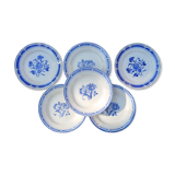 6 old blue flat plates mismatched