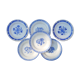 6 old blue flat plates mismatched
