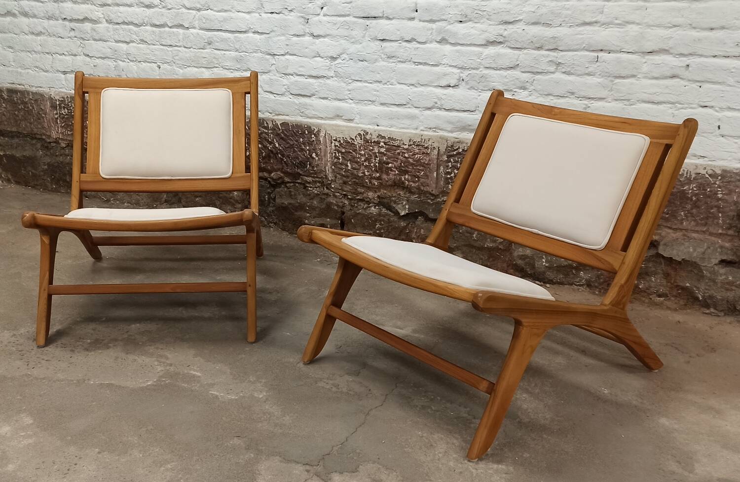 Pair of low wooden chairs