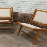 Pair of low wooden chairs