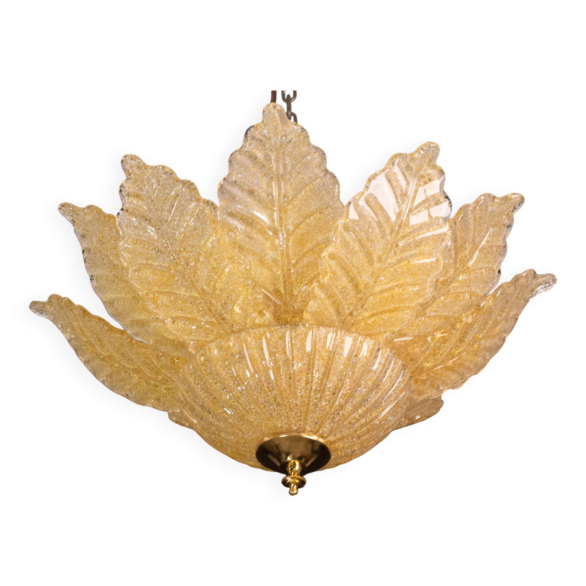 Rome, Murano Glass Gold\Orange Ceiling Light or Flush Mount, 1970s