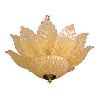 Plafonnier ou plafonnier en verre de Murano doré/orange, Rome, années 1970