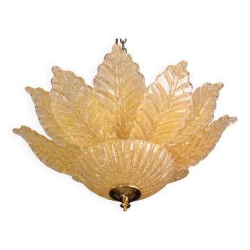 Plafonnier ou plafonnier en verre de Murano doré/orange, Rome, années 1970