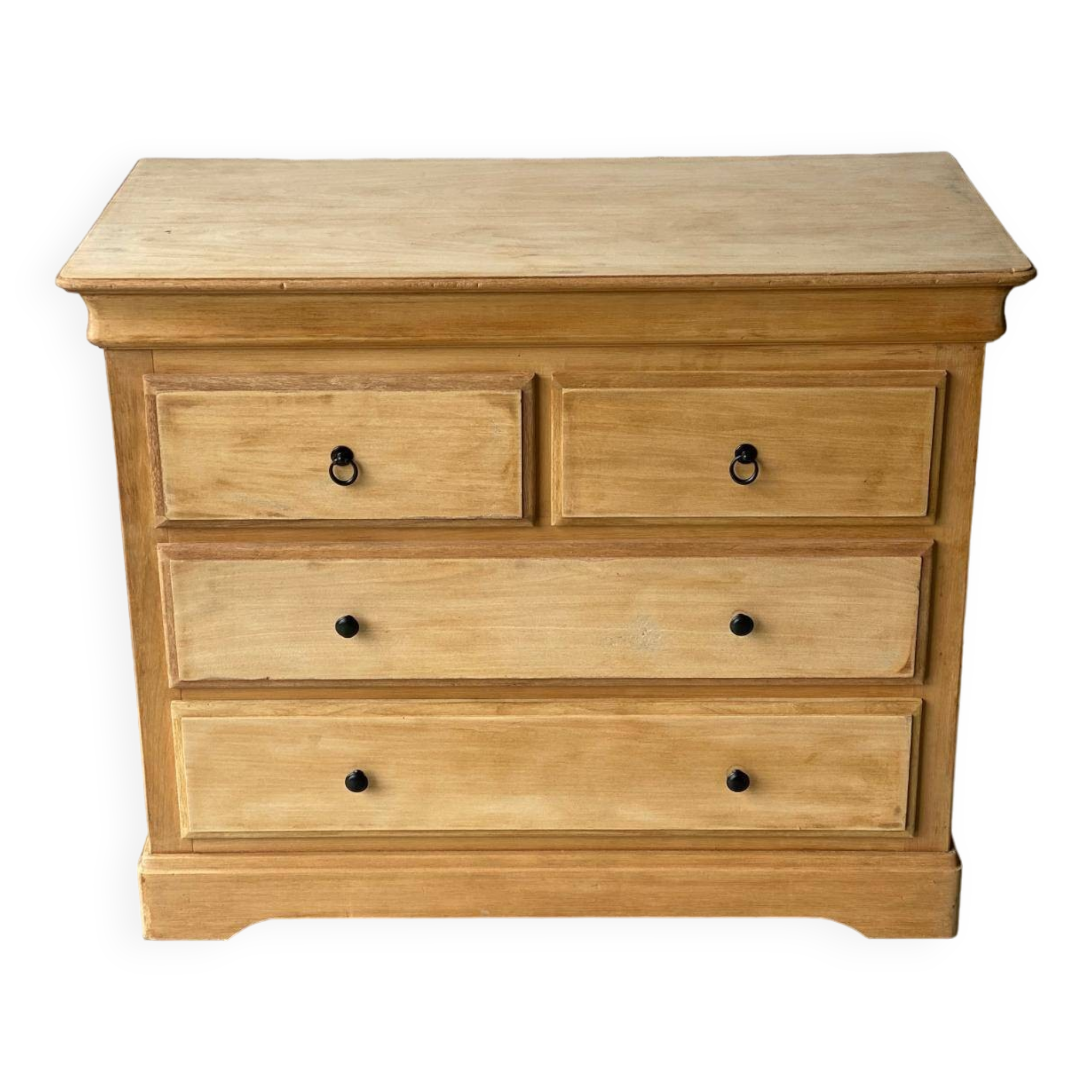 Vintage Louis Philippe chest of drawers renovated in raw wood
