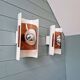 Pair of Space Age wall lights, white lacquered metal and smoked plexiglass