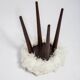 Pair of Mid-Century white Alpaca faux fur stools, Europe, 1960s