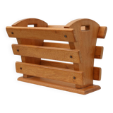 Mid-century Magazine Rack in full oak, France 1960s