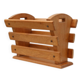 Mid-century Magazine Rack in full oak, France 1960s
